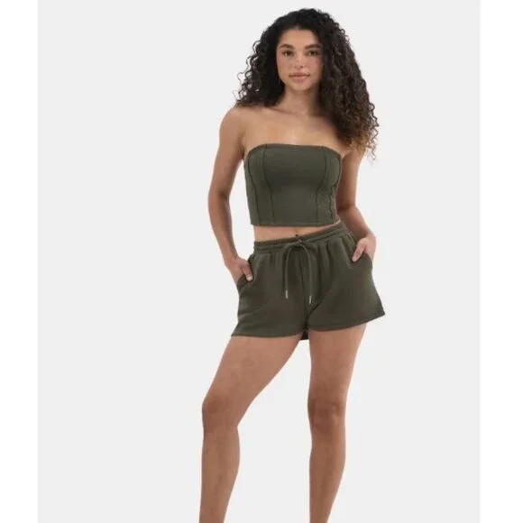 NEW 2Pc 20 (XXL) Olive Tube Top & Short Set - Picture 7 of 9